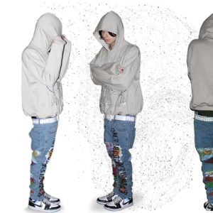 Grey Hoodie with Lightning Jeans