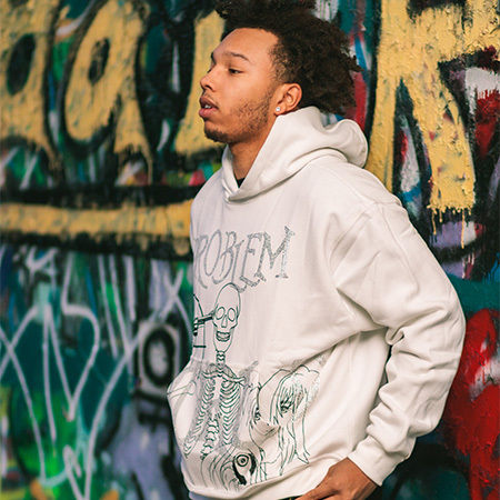 White Graphic Zip Up Hoodie