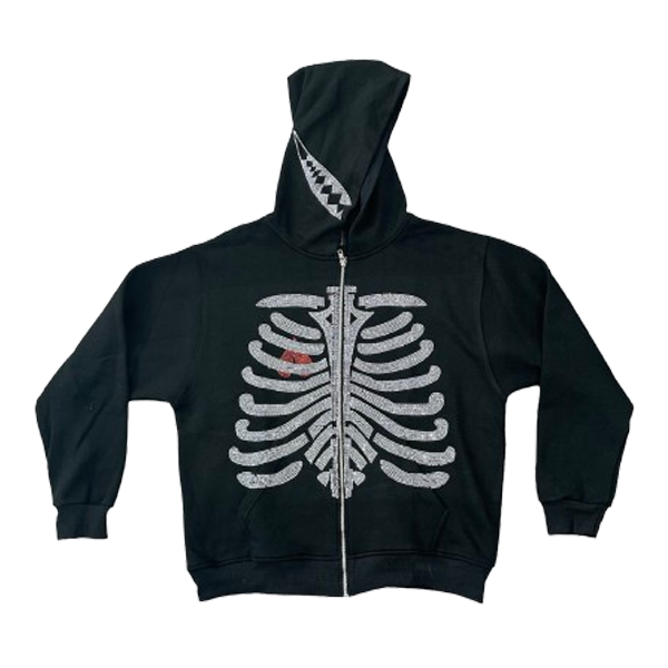 Skeleton Rhinestone Zip Up hoodie - Perfect For Everyday Use